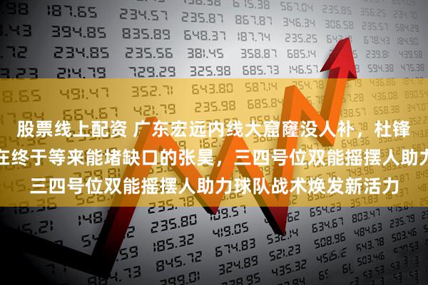 股票线上配资 广东宏远内线大窟窿没人补，杜锋战术板都快戳破，现在终于等来能堵缺口的张昊，三四号位双能摇摆人助力球队战术焕发新活力